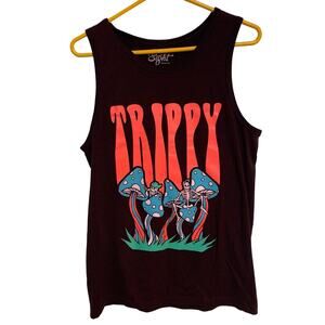 Eighty Eighty Brand Men’s Trippy Mushroom Skeleton Cotton Graphic Tank Top Small